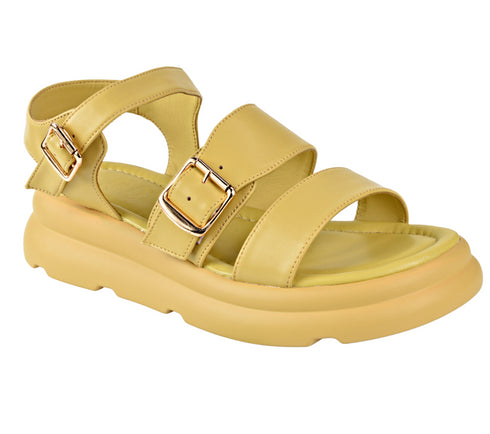 Sandale casual, dama, FORMAZIONE, 5022-2 galben, piele naturala